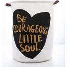Opbergmand hartje - Be Courageous little soul - met handvaten - Kinderkamer - Wasmand Kinderkamer - Opbergen speelgoedmand - Zwart - Wit