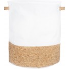 QUVIO Wasmand met handvaten - 1 compartiment - Wasmanden - Wassorteerder - Wasbox - Waszakken - Opbergmand - Rond - Opvouwbaar - Kurklook - 38 Liter - Wit met bruin